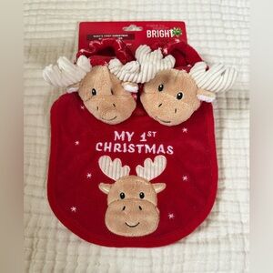 Baby's First Christmas Bib and Booties Set